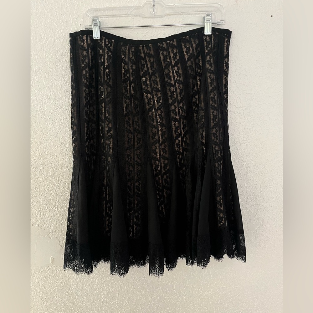 LOFT Black Lace A-Line Skirt